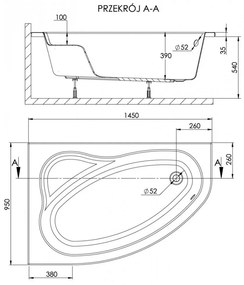 SIMPLA 95x145 aszimmetrikus kád bal