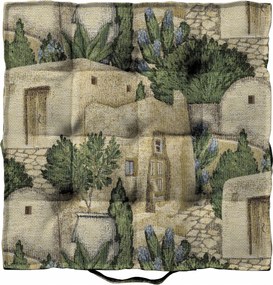 Kuba székpárna 40x6 homokzöld mediterrán motívum