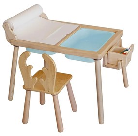 Gyerekasztal székekkel Roll and Chair - Blue