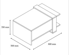 GAYE konferenciás asztal 35x80 cm barna/fehér
