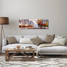 Kép - Városi élet (órával) (90x30 cm)
