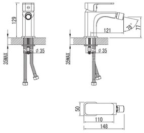 Cosmo bidé csaptelep, egykaros