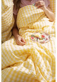 Sárga-fehér egyszemélyes-hosszabbított krepp ágyneműhuzat 140x220 cm Bæk&amp;Bølge – JUNA