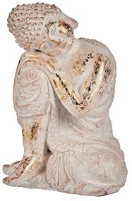 Dekoratív kerti figura Buddha szobor Fehér Arany 33 cm