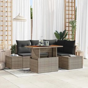 vidaXL Kerti Kanapé Szett tárolóval 5 pcs Szürke Poli rattan