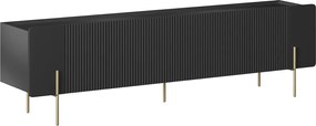 Malmi TV szekrény 200 cm - fekete matt / arany lábak