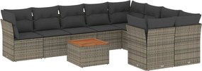 vidaXL 10 részes szürke polyrattan kerti ülőgarnitúra párnákkal