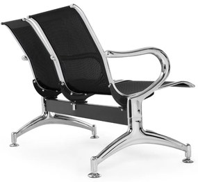Fém pad a váróterembe REST, 2 ülés, fekete