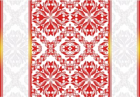 Fotótapéta Piros-fehér Virágok Dísz 200x140 stilizált +ragasztó