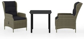 vidaXL 3 részes barna kerti étkezőgarnitúra