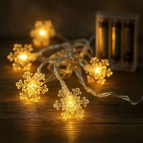 NEXOS Karácsonyi fénylánc hópehely meleg fehér 20 LED