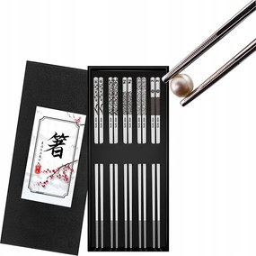 Prémium rozsdamentes acél evőpálcika 5 pár Ezüst