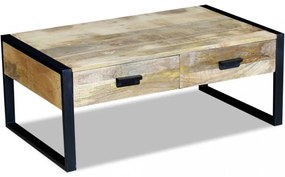 100x60x40 cm tömör mangófa dohányzóasztal 2 fiókkal