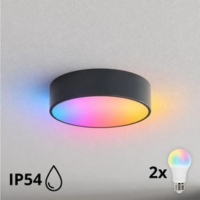 BRILAGI - LED RGBW Fürdőszobai mennyezeti lámpatest CLARE 2×E27/12W/230V Ø 30 cm antracit IP54
