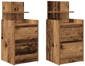 2 db antik fa színű éjjeliszekrények 2 fiókkal 38x34x80 cm