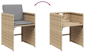 vidaXL 15 részes vegyes bézs polyrattan kerti étkezőgarnitúra párnával