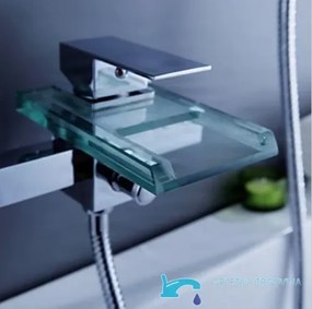 Fali kádtöltő csaptelep EYN SAK7236 LED-világítású üveg vízeséskifolyóval, többféle színben