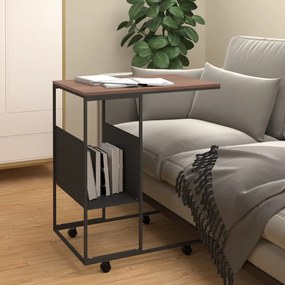 Fekete szerelt fa kisasztal kerekekkel 55x36x63,5 cm