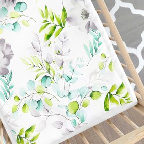 Goldea gyermek pamut ágyneműhuzat kiságyba deluxe - eucalyptus virágok 90 x 120 és 40 x 60 cm