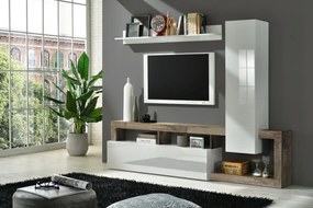 Hamburg TV állvány fehér, pero tölgy 219 cm
