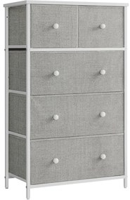 Tároló szekrény öt fiókkal, ruhás szekrény, fehér és világosszürke 80x30x85cm