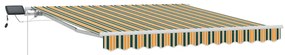 Kézi Behúzható Napellenző LED-del Zöld és sárga 300x250 cm