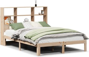 vidaXL tömör fenyőfa könyvespolcos ágy matrac nélkül 150 x 200 cm