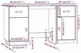 vidaXL mézbarna tömör fenyőfa íróasztal szekrényekkel 135 x 50 x 75 cm