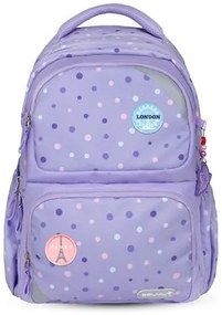 Iskolatáska, cipzáras, BELMIL Maxi Pack Purple Dots, lila pöttyös (BL338376L)