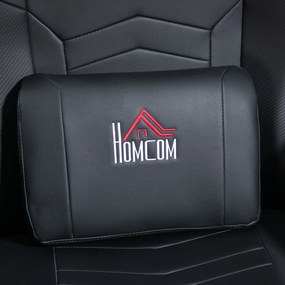 HOMCOM Prémium Gamer Szék, masszázs funkció, dönthető háttámla, lábtartó, acél keret, műbőr, fekete