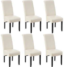 TecTake GmbH 403499 ergonomikus tömörfa étkezőszék - krémes, 6 darabos készlet