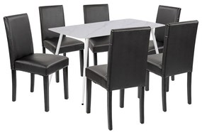 Megan 6+1 étkező garnitúra fehér-fekete