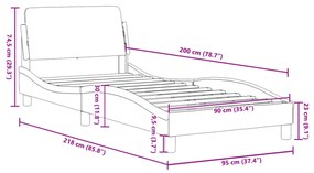 fekete bársony ágykeret fejtámlával Dover 90x200 cm