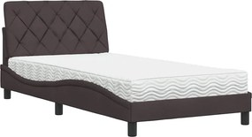 vidaXL sötétbarna szövet ágy matraccal 100x200 cm