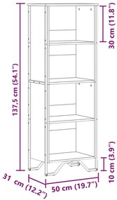 fekete szerelt fa könyvszekrény 50 x 31 x 137,5 cm