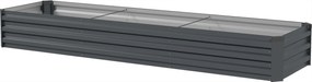 Outsunny téglalap alakú emelt virágágyás, horganyzott acél ültető, nyitott aljjal, védő sarkokkal, 240 x 60 x 30 cm, sötétszürke | Aosom