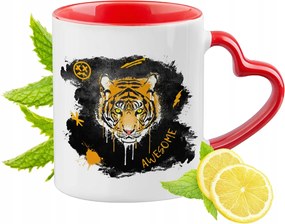 Tigris Bögre Piros Szív Alakú Füllel Ajándék