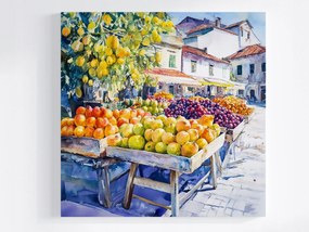 Vászonkép Canvas Város Tér Piac Gyümölcsök Zöldségek Kereskedelem Bevásárlás 40x40