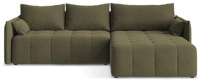 Khaki kinyitható-tárolóhelyes sarokkanapé (jobb oldali-heverő résszel) Moku – Makamii