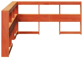 Könyvespolc fejtámla L-alakú viaszbarna 150 cm tömör fa fenyőfa