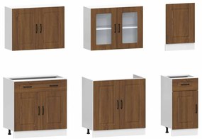 vidaXL 7 darabos konyhaszekrény szett Kalmar barna tölgy műfa