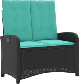 vidaXL fekete polyrattan dönthető kerti pad párnával