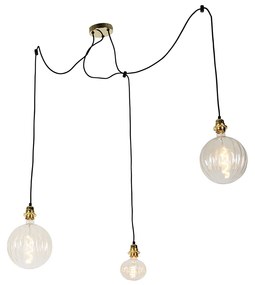 Függőlámpa arany 3-lámpás LED-del borostyán színű, fényerőszabályozóval - Cava Luxe