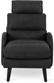 Kényelmes Fotel Fekete Színben Lábtartóval. HENRY