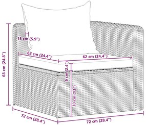 3-részes szürke polyrattan kerti ülőgarnitúra párnákkal