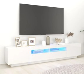 Magasfényű fehér TV-szekrény LED-lámpákkal 200 x 35 x 40 cm