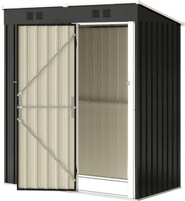 Outsunny kültéri horganyzott acél kerti szerszámoskamra 1,37 m², 163 x 90 x 179 cm — zárható ajtó, szellőzőnyílások, szerszámtároló, sötétszürke | Aos