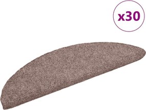vidaXL öntapadós lépcsőszőnyegek, 30 db, világosbarna, félkör alakú, 56 x 17 x 3 cm