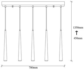 LED Csillár zsinóron UGUR 5xLED/3W/230V