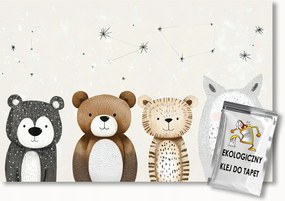 Fotótapéta Flizelina Állatok Mackó Tigris Bagoly Boho Scandi 250x175 ragasztó